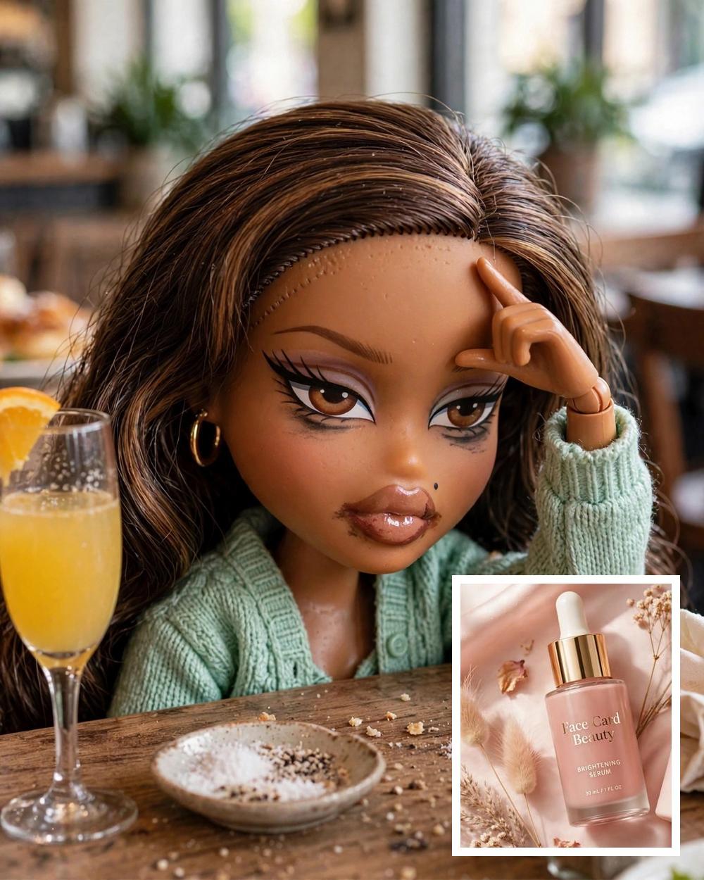Face Card campaign character with the recommended Radiance Renewal Serum