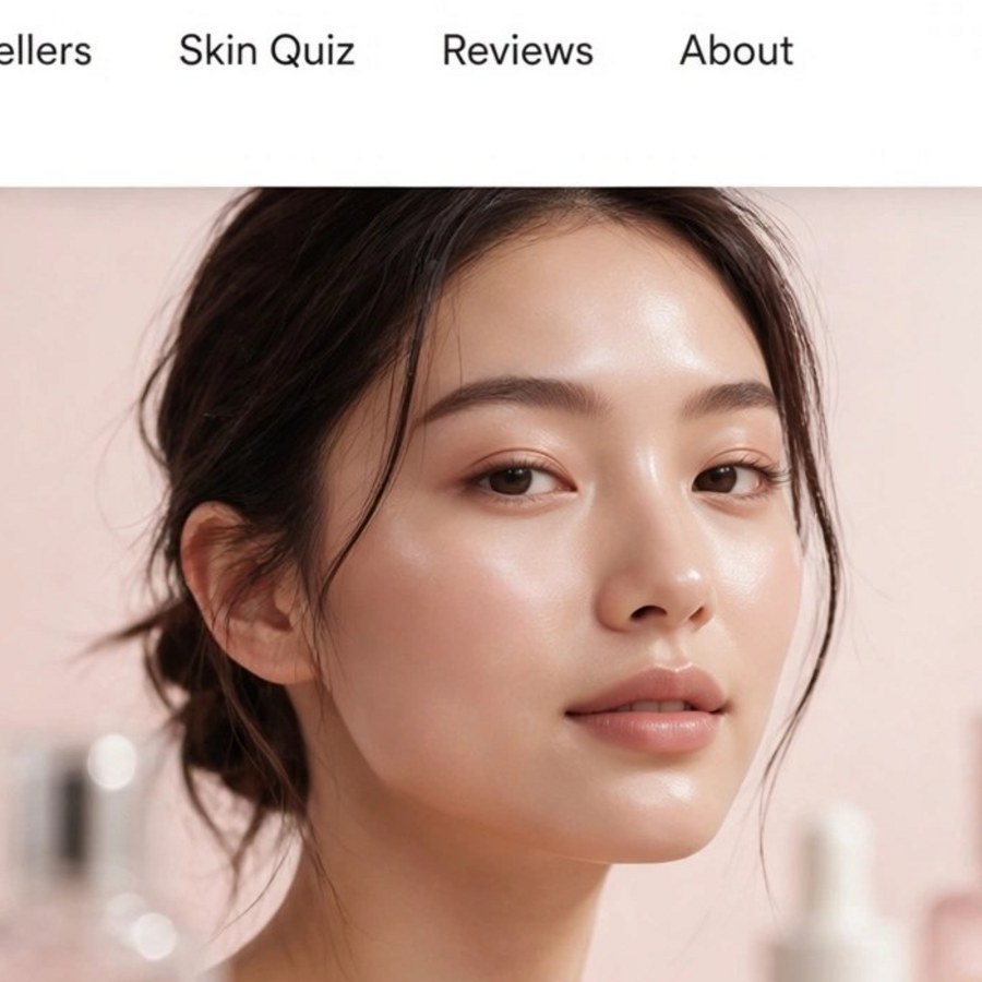 Close view of dewy skin and the Face Card skincare finish